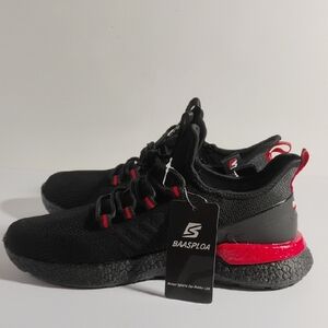 Baasploa Lightweight Men's Black and Red Running Shoes Size 9.5